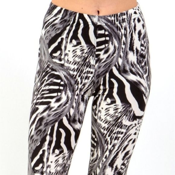 Plus Size Soft Black Animal Print Leggings - Picture 2 of 3